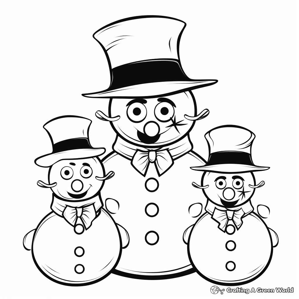 Snowman family coloring pages