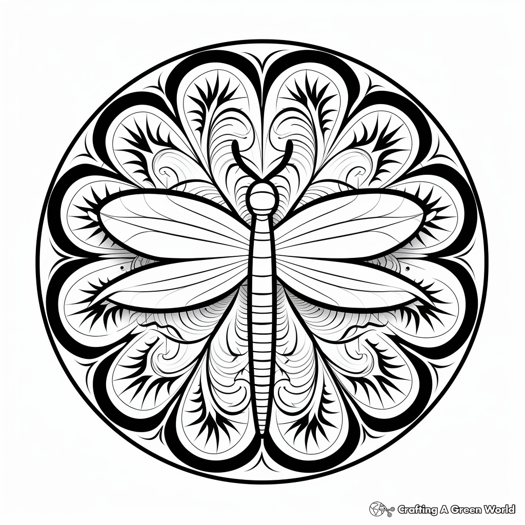 Dragonfly mandala coloring pages