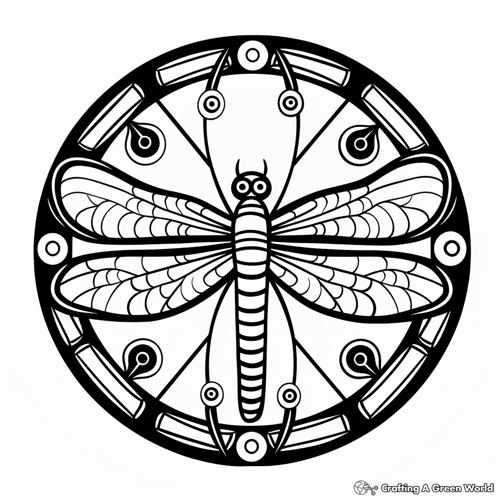 Dragonfly mandala coloring pages