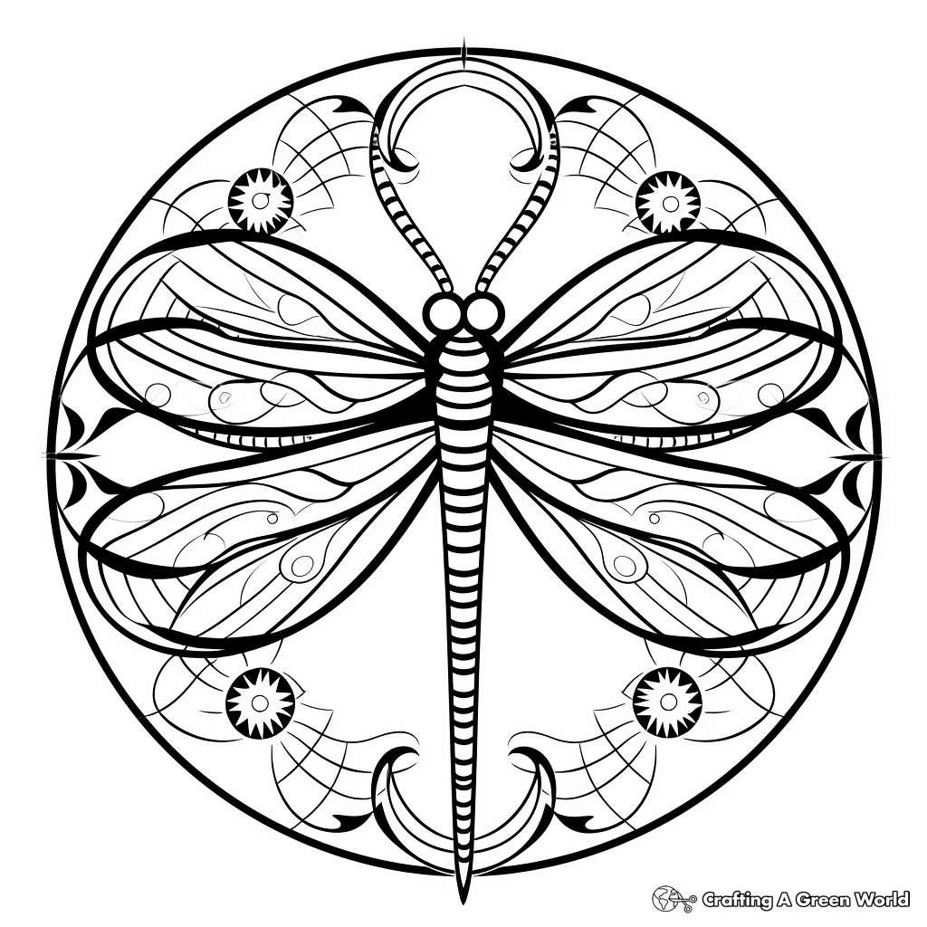 Dragonfly mandala coloring pages