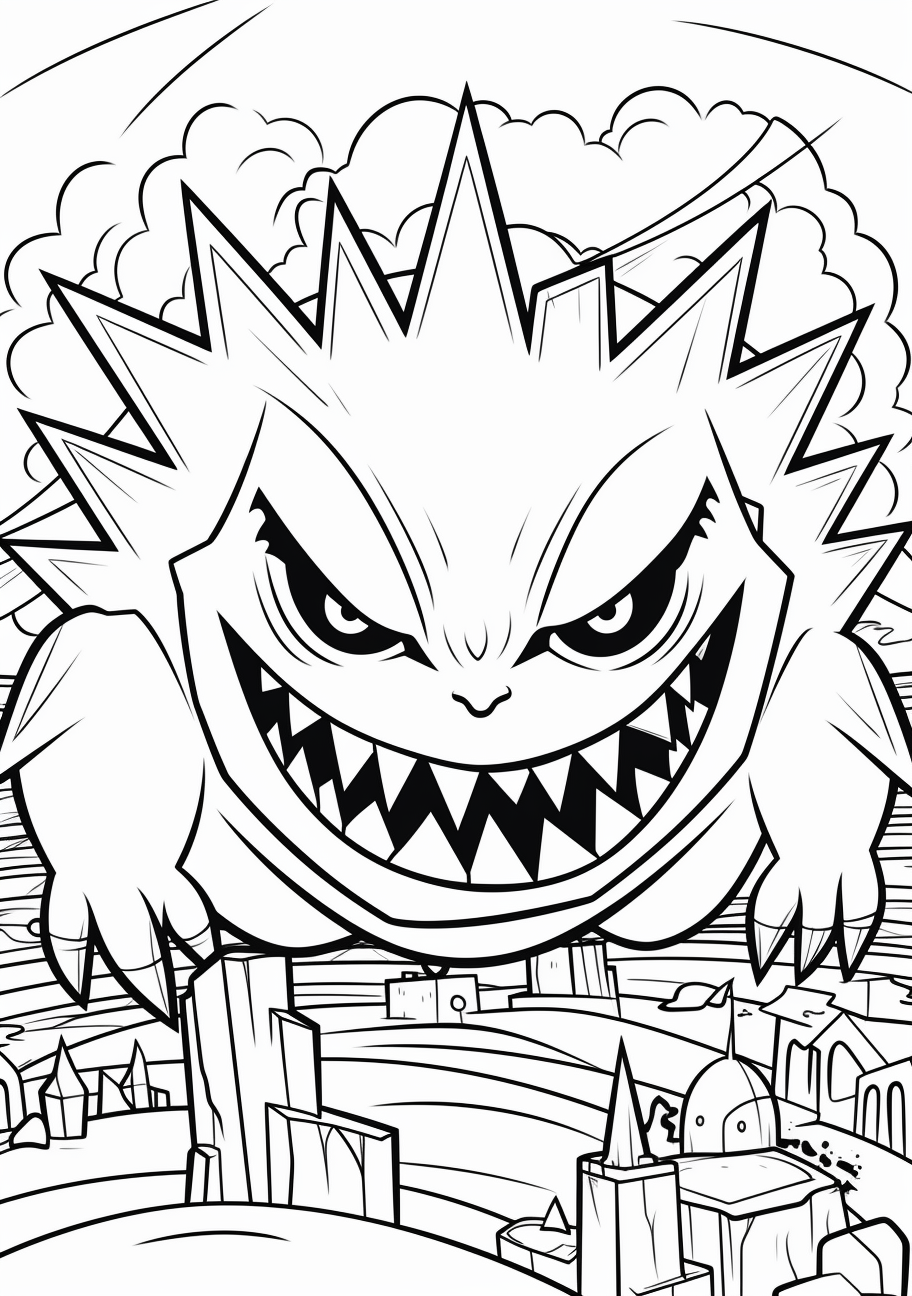 Kids friendly mega gengar coloring s