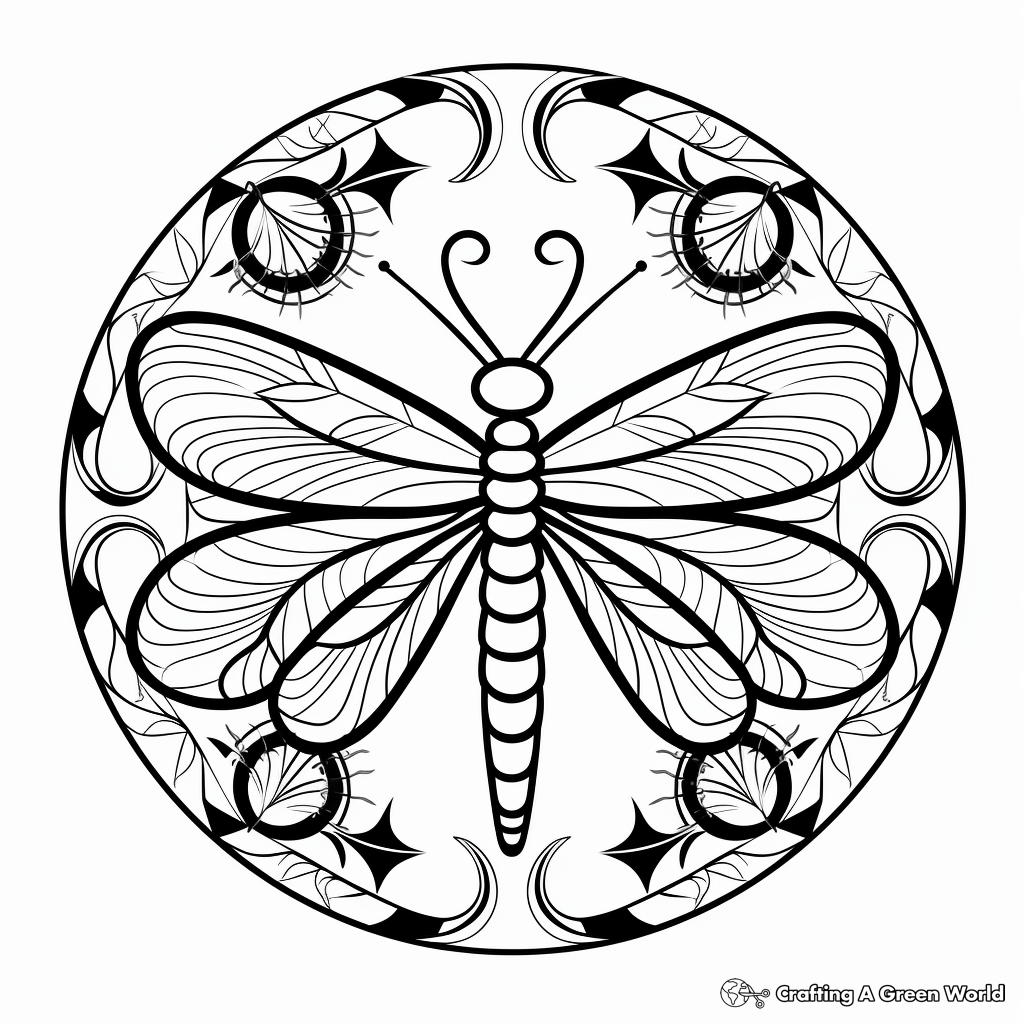 Dragonfly mandala coloring pages