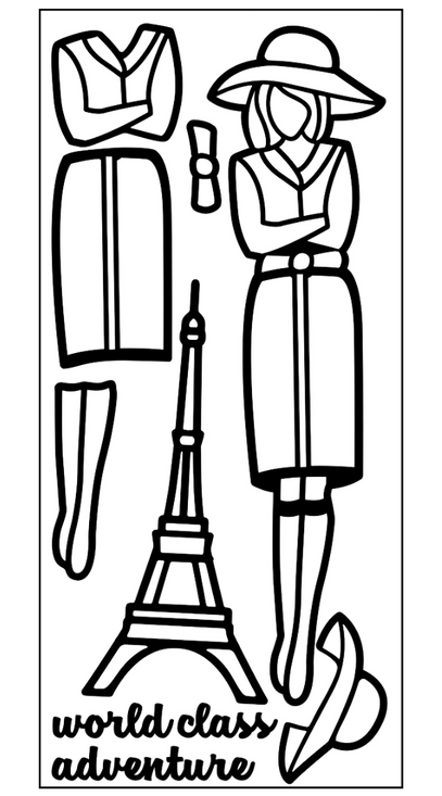 Krazy kreations paper doll outline sticker travel girl