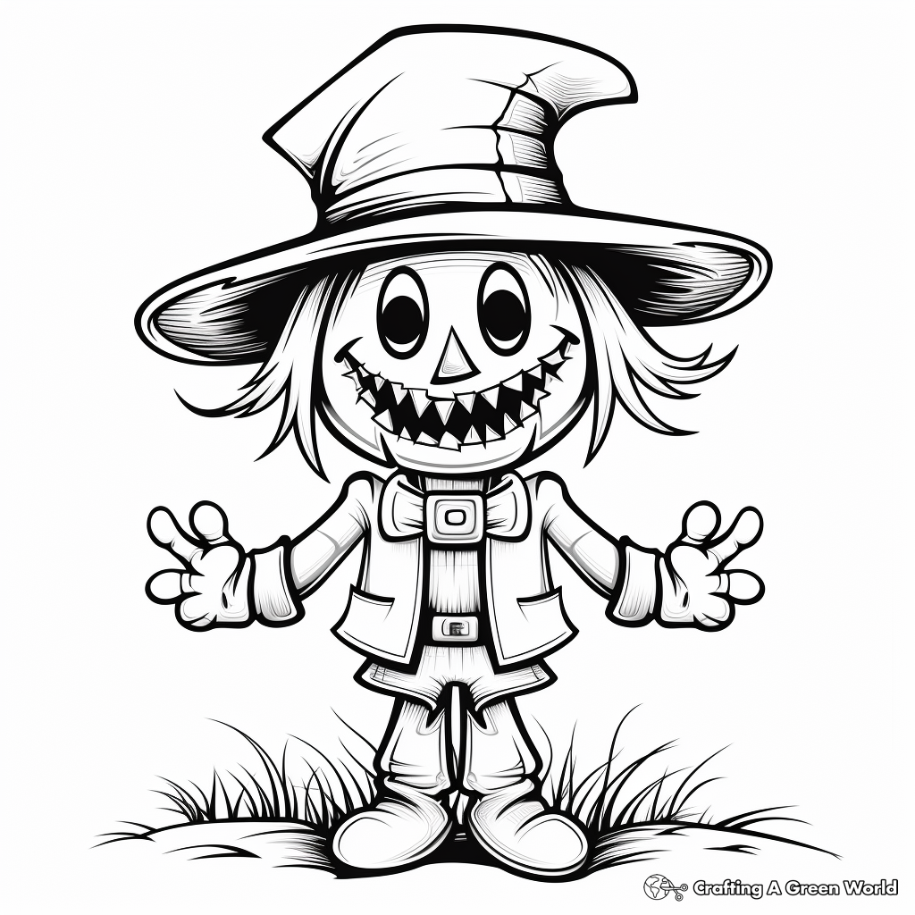 Pumpkin scarecrow coloring pages