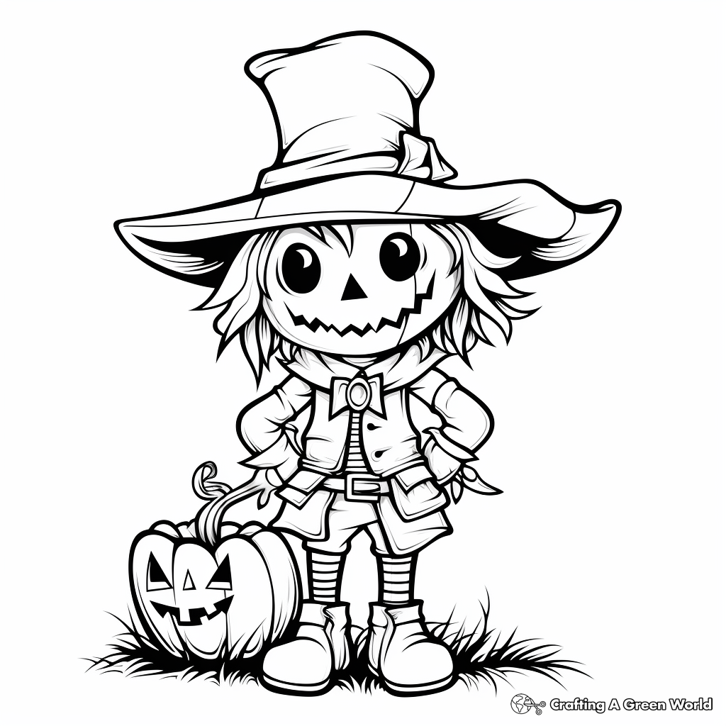 Pumpkin scarecrow coloring pages