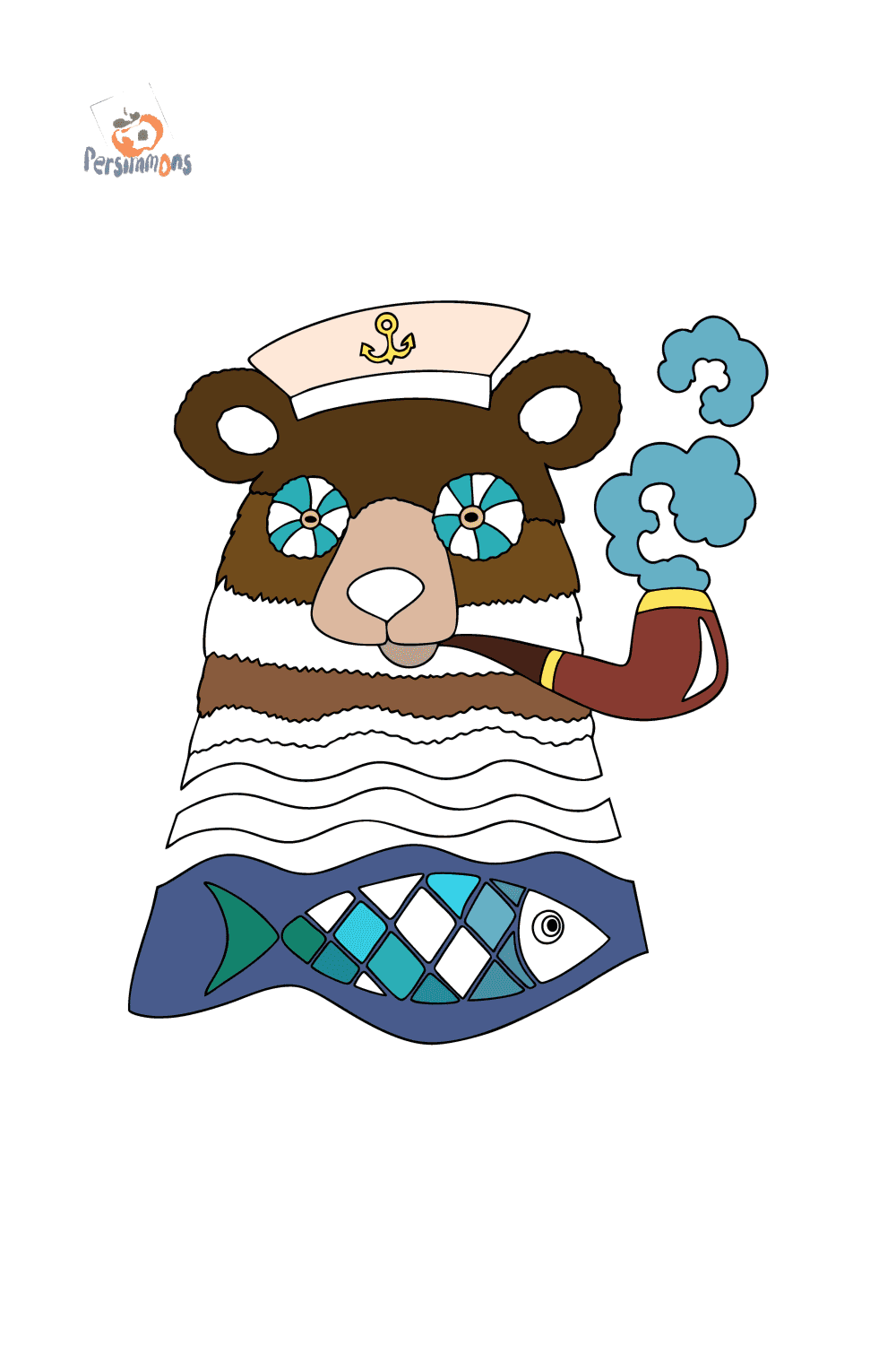 Tattoo bear sailor coloring page coloring