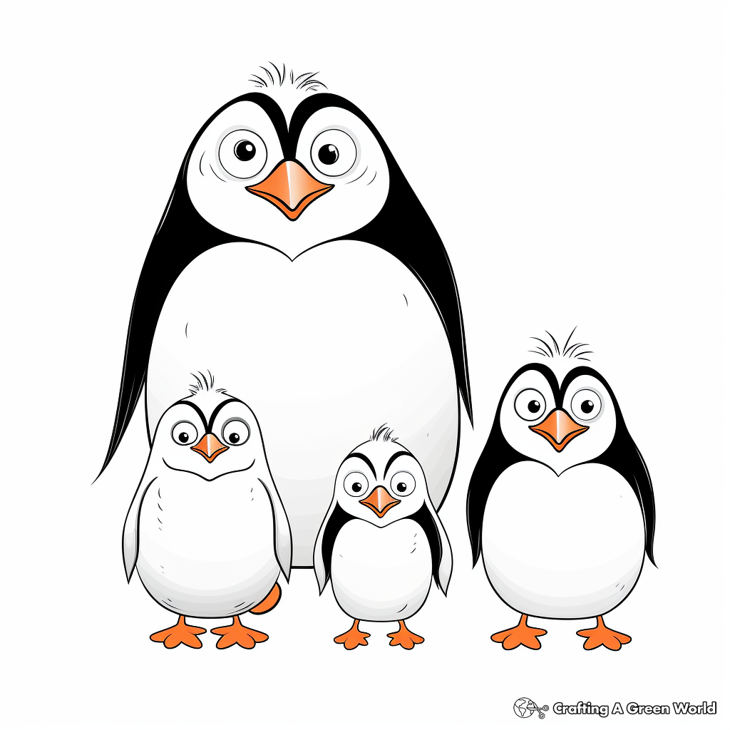 Penguin family coloring pages