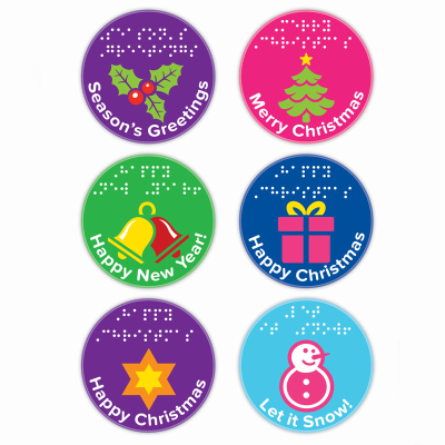 Braille dots tactile christmas stickers