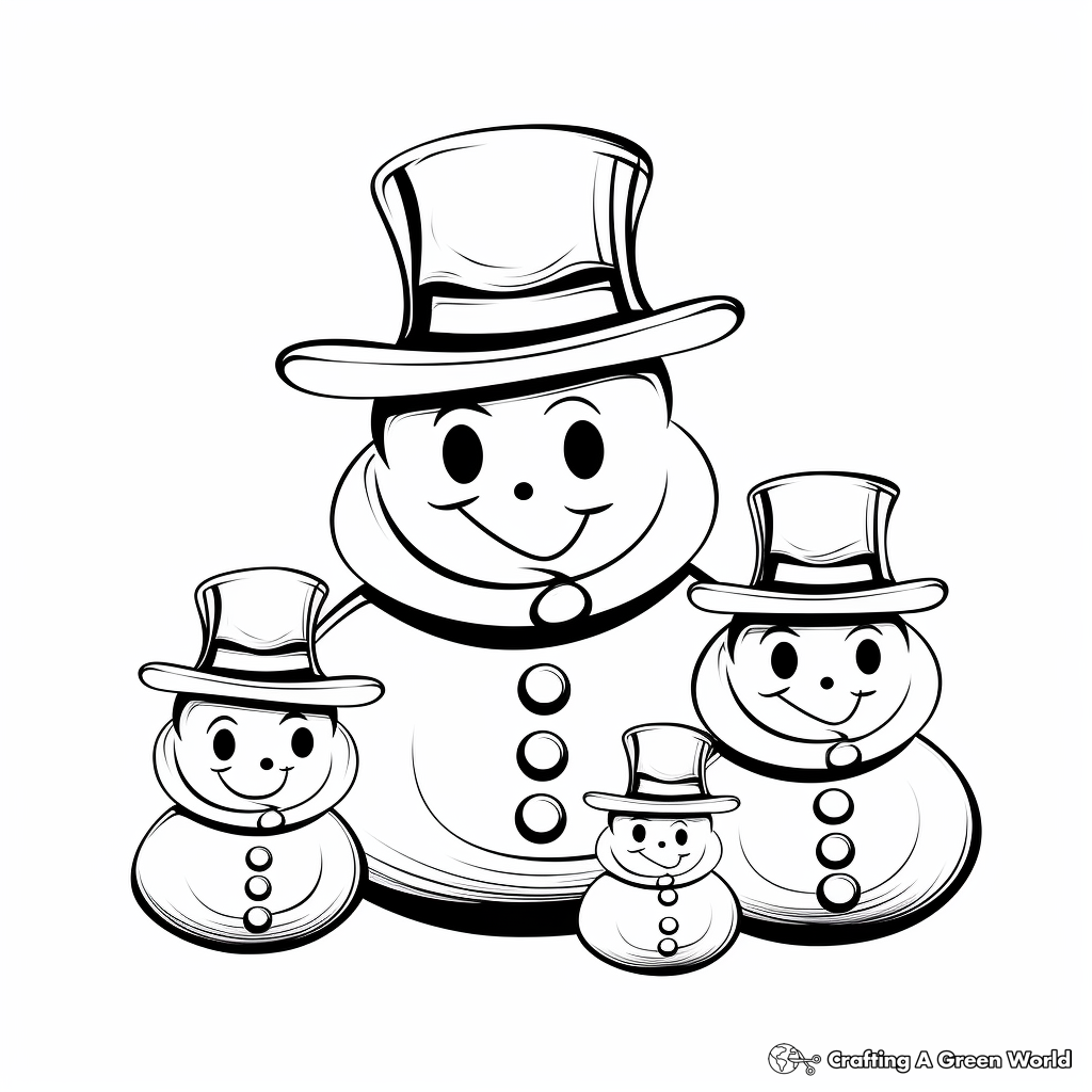 Snowman family coloring pages