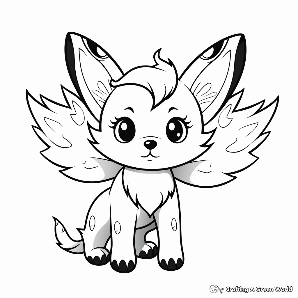 Fox with wings coloring pages