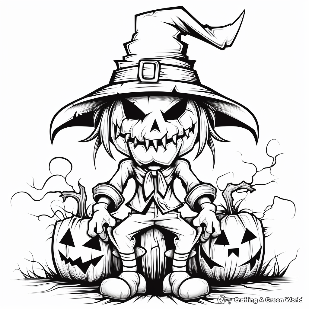 Pumpkin scarecrow coloring pages