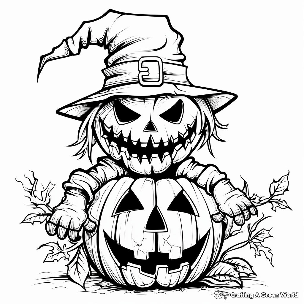 Pumpkin scarecrow coloring pages