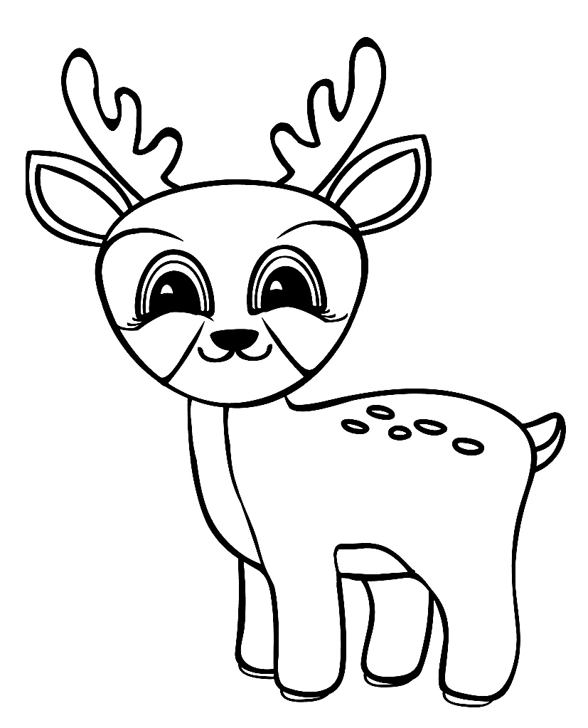 Funny cartoon baby deer coloring pages