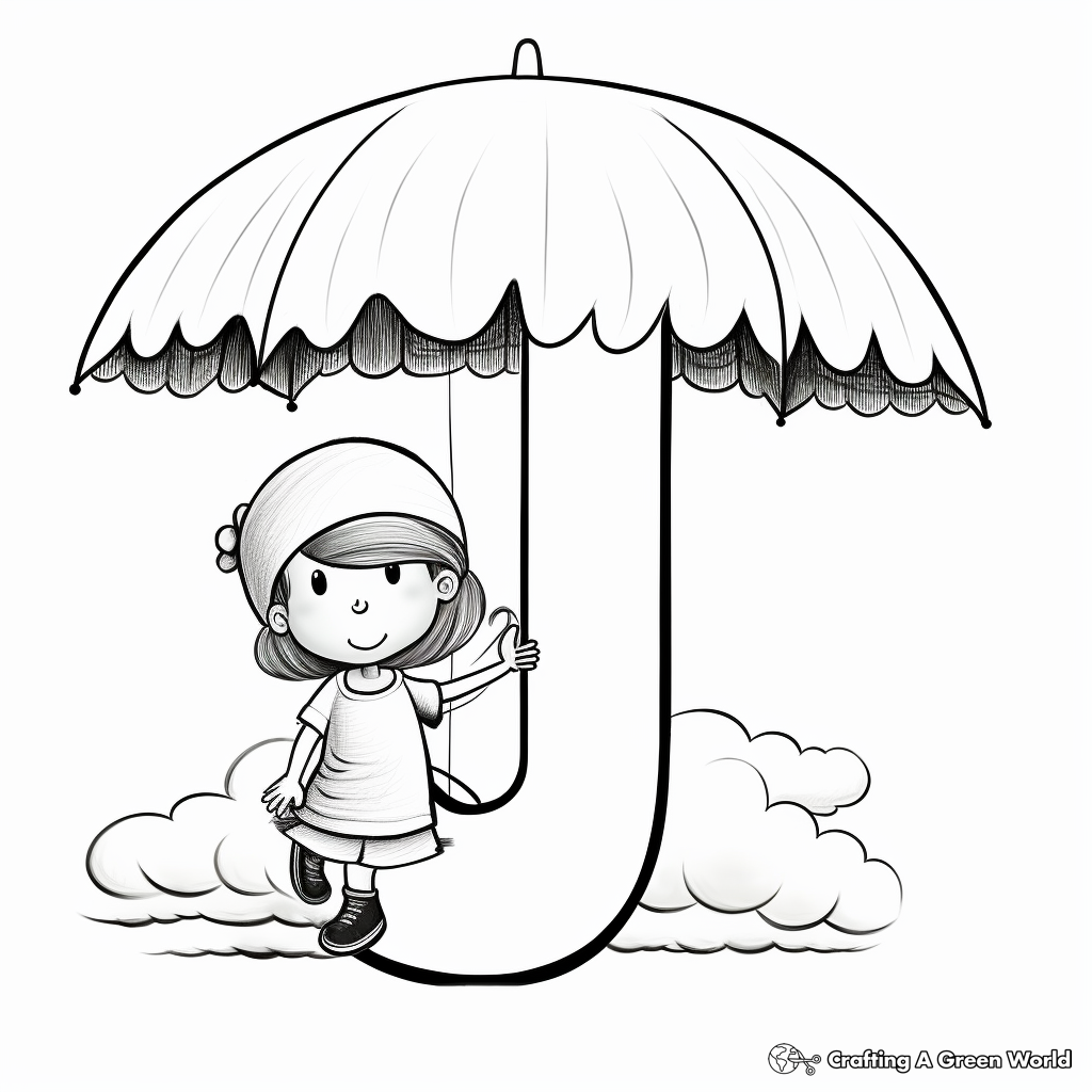 U is for umbrella coloring pages