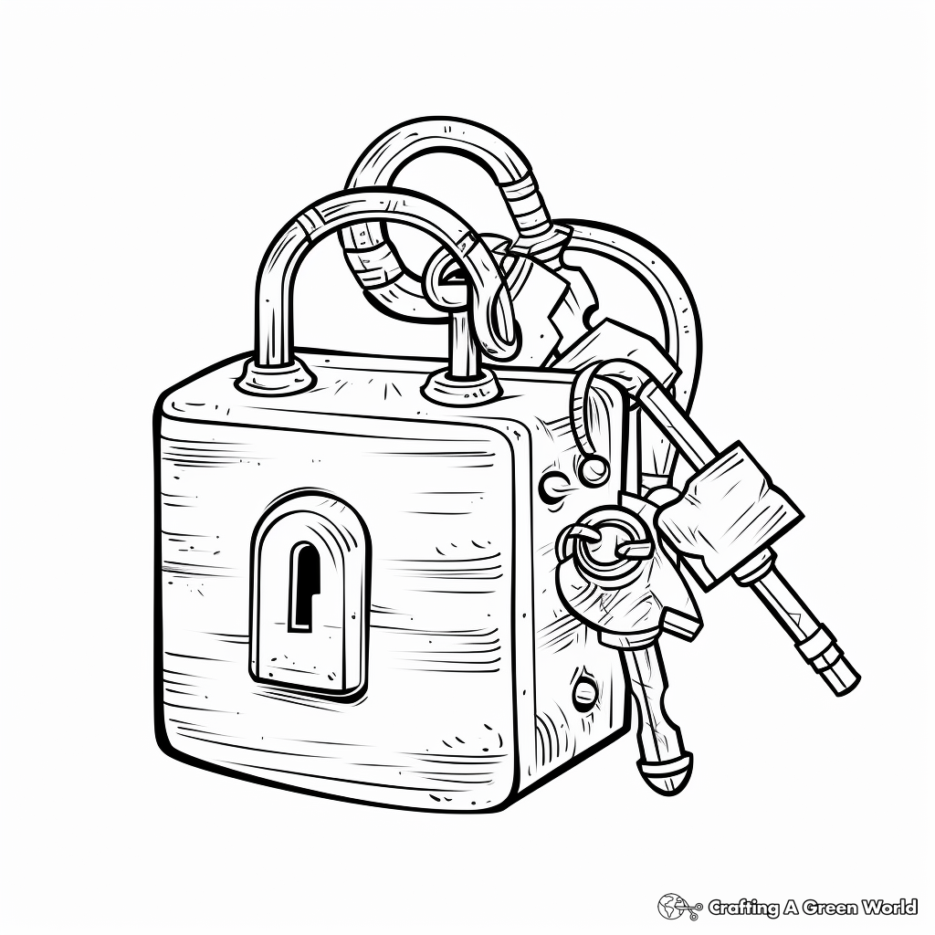 Lock and key coloring pages