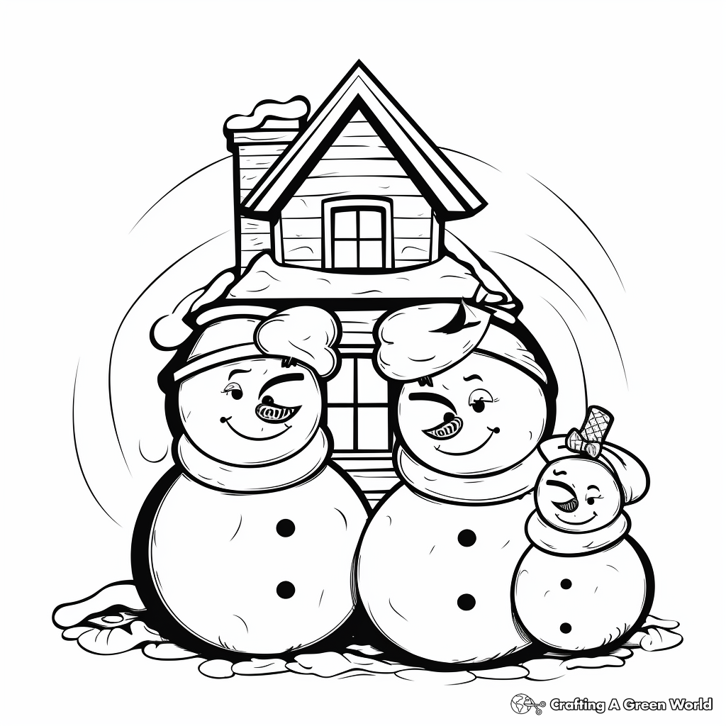 Snowman family coloring pages