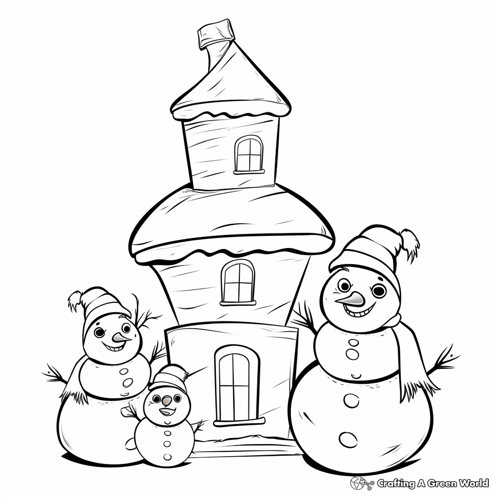 Snowman family coloring pages