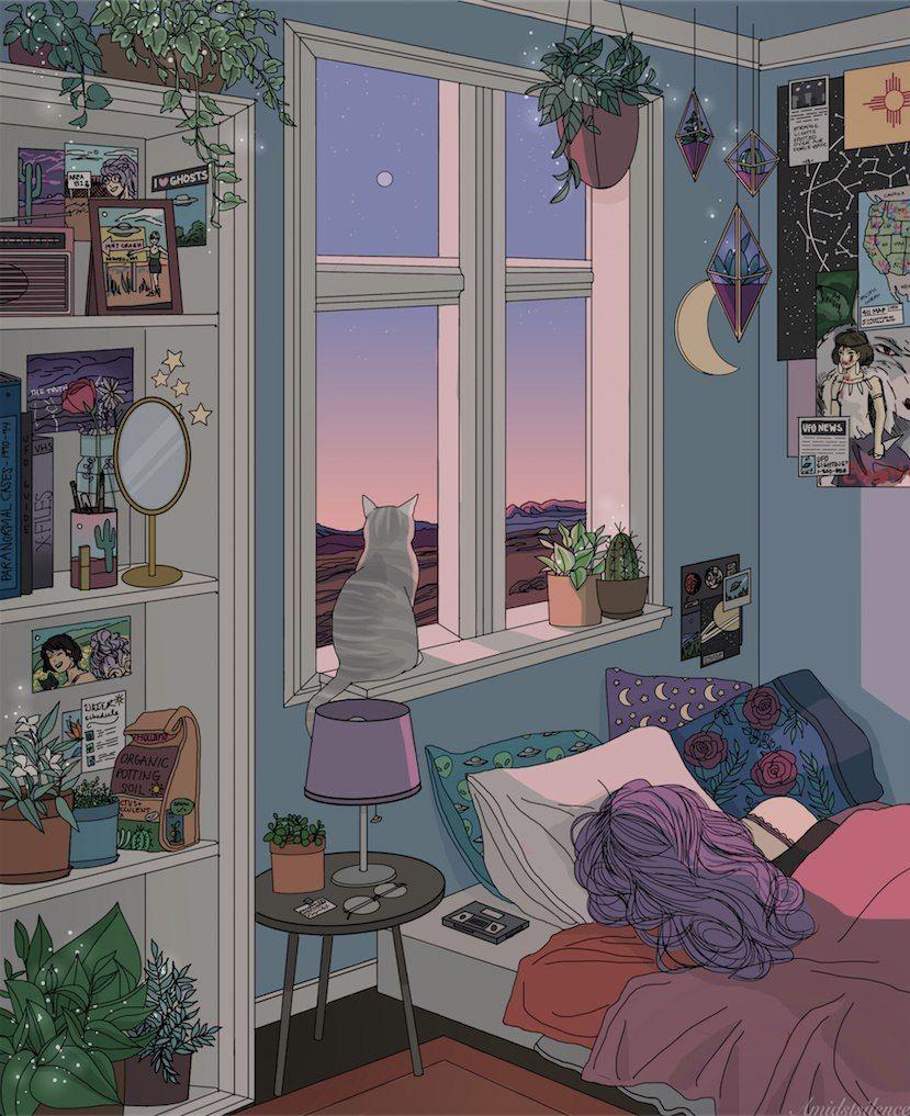 Aesthetic anime bedroom wallpapers