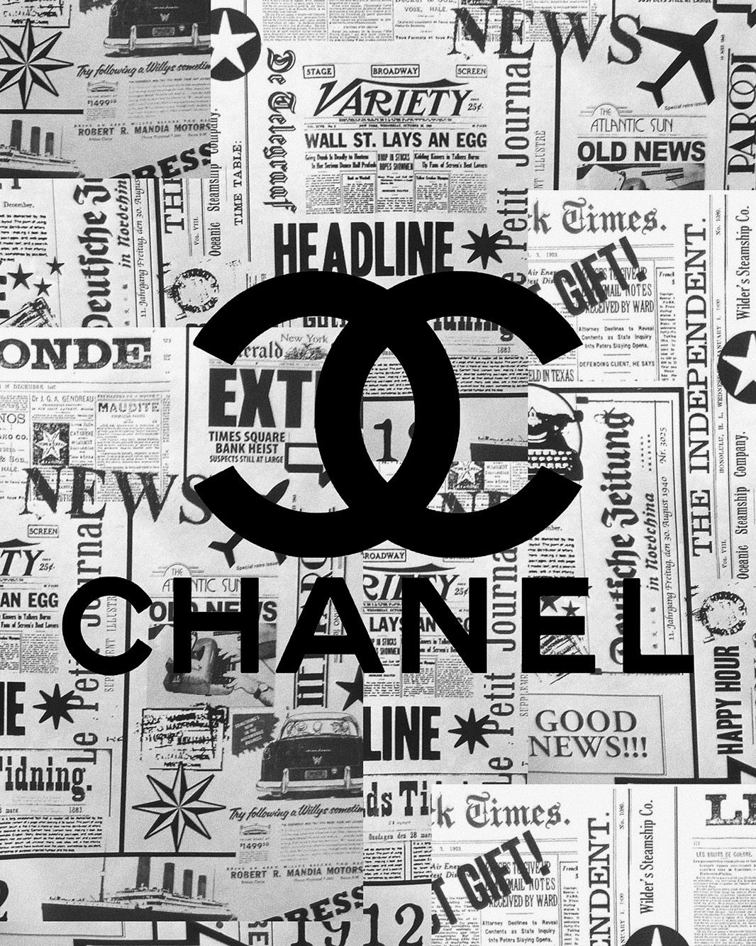 Chanel white aesthetic photography black and white picture wall black and white photo wall