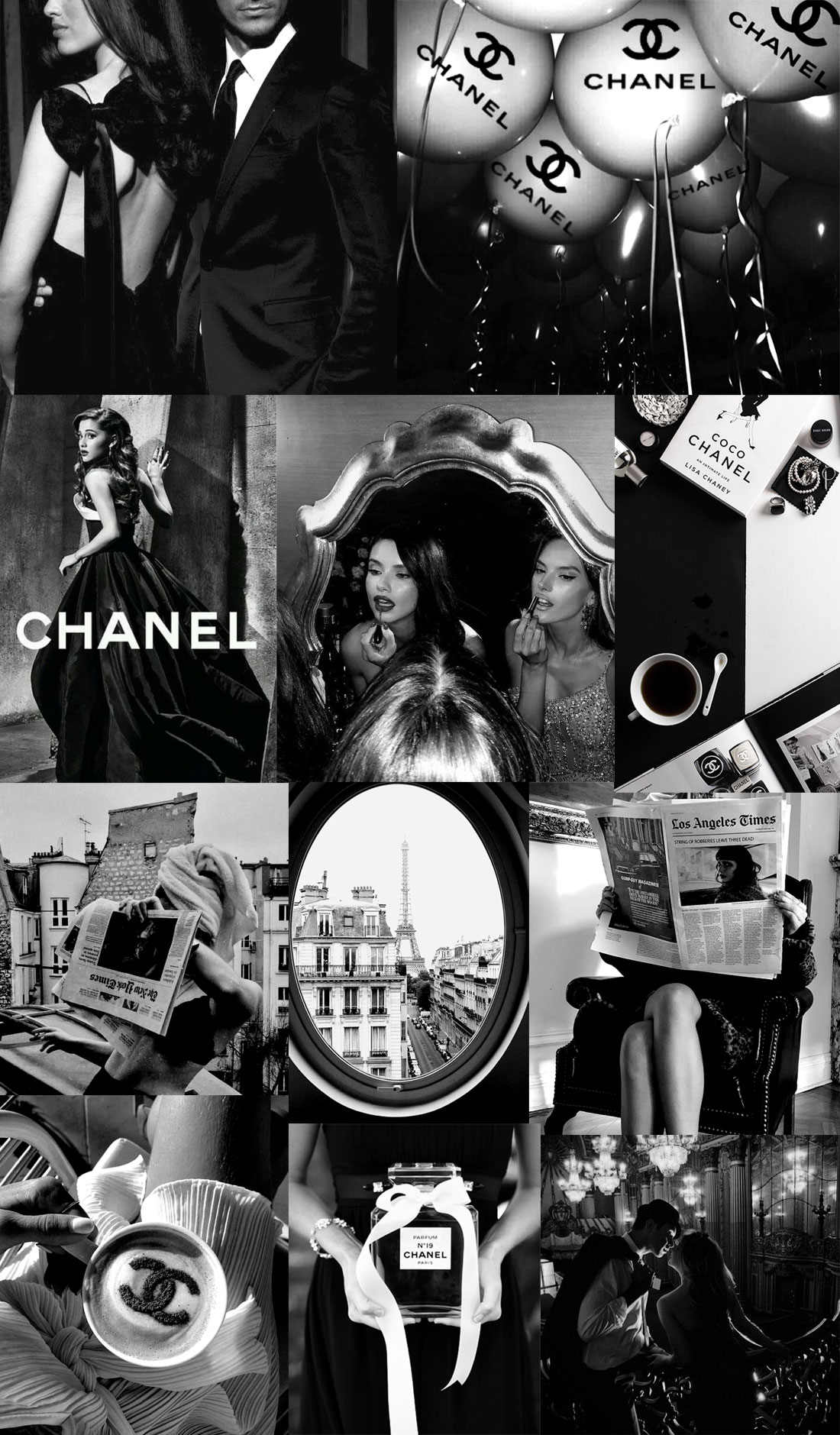 Black collage wallpapers chanel black white collage