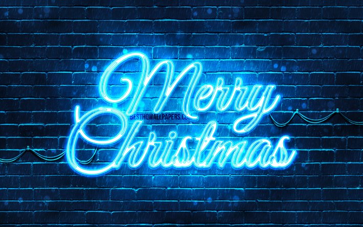 Download wallpapers blue neon merry christmas k blue brickwall happy new years concept blue merry christmas creative christmas decorations merry christmas xmas decorations for desktop free pictures for desktop free