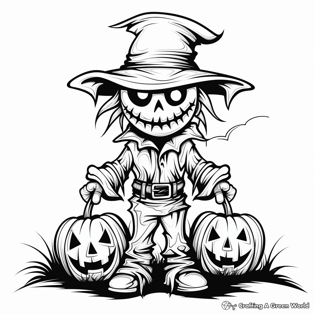 Pumpkin scarecrow coloring pages