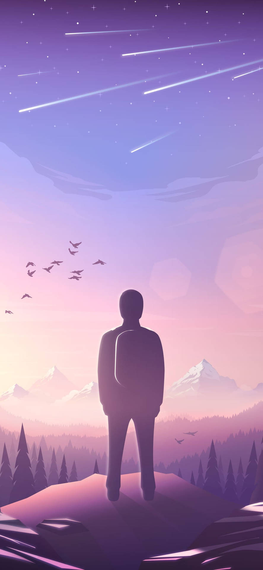 Download purple aesthetic phone man on a mountain wallpaper