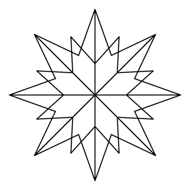 Vector de natal floco de neve origami estrela de isolado em fundo anco ãcone de neve de linha geomãtrica vetor premium