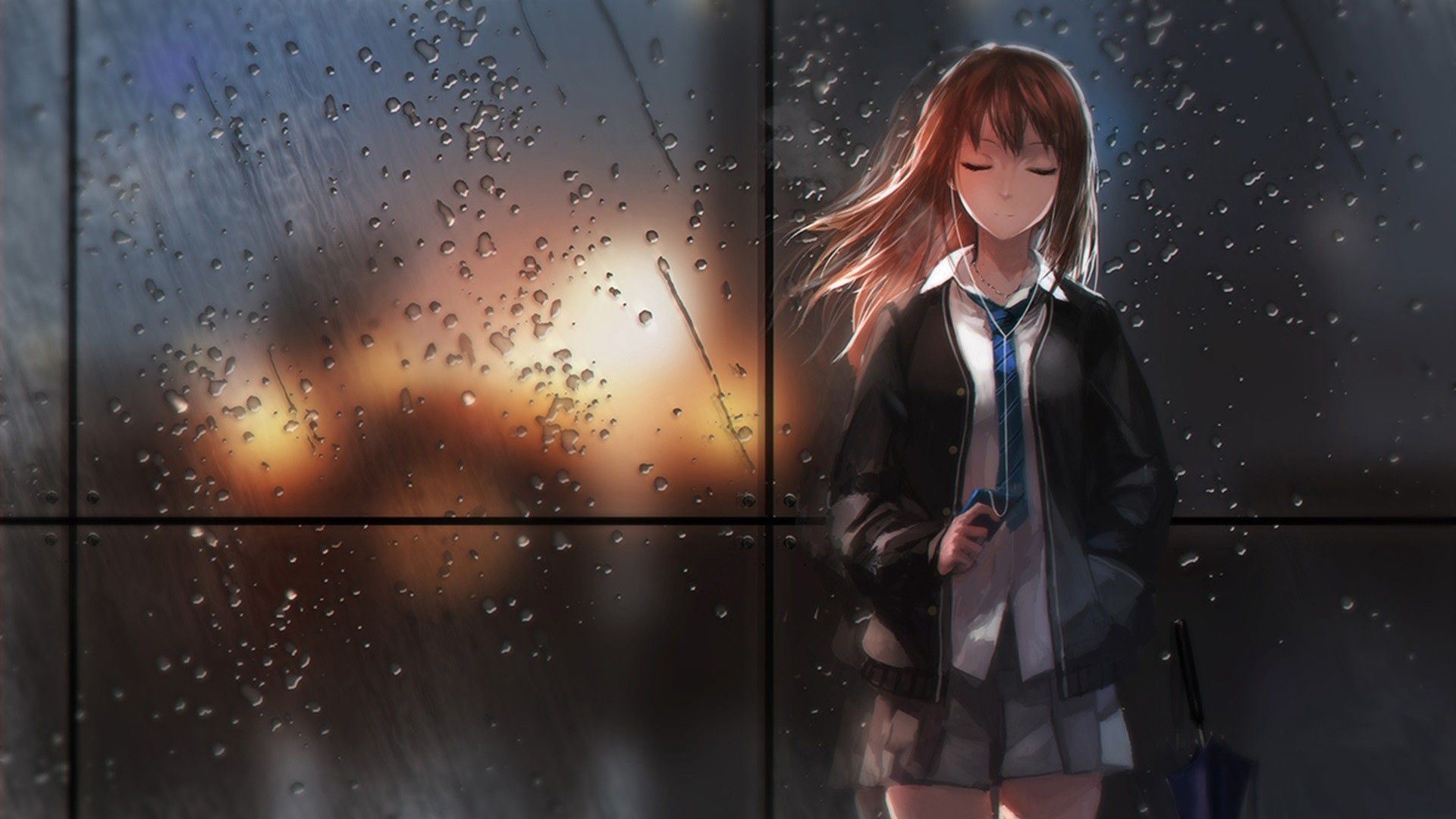 Anime girl rain wallpapers