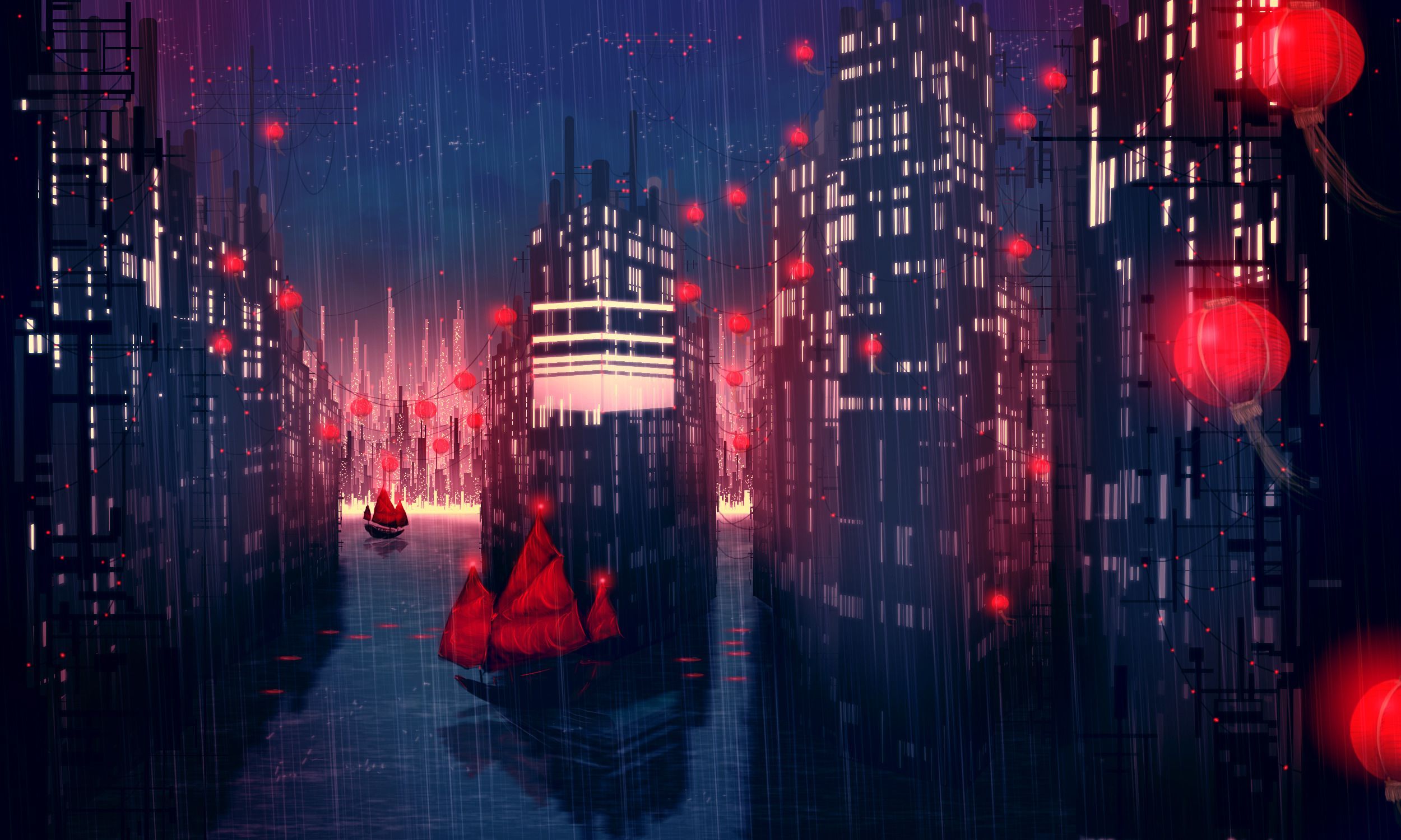 Anime rain scenery wallpapers