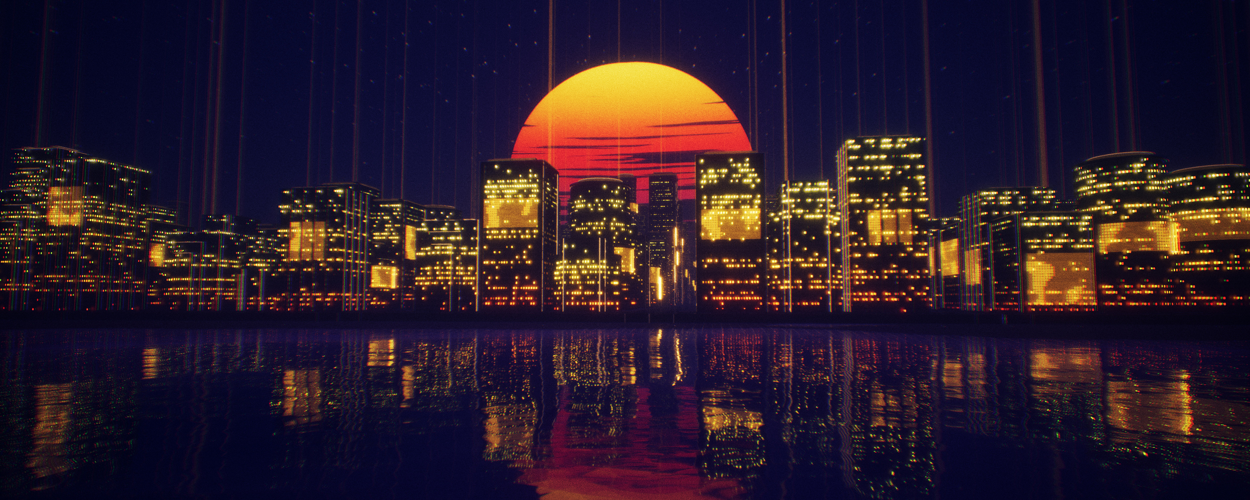X abstract city retro sunset night k x resolution hd k wallpapers images backgrounds photos and pictures