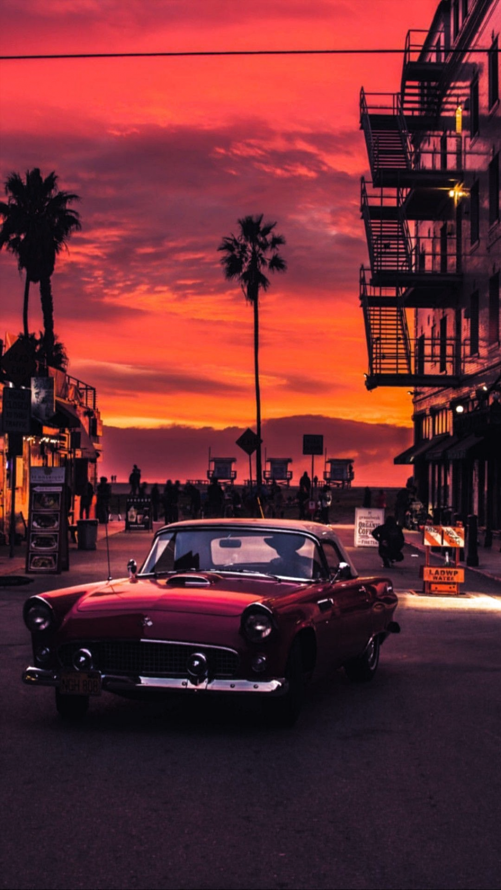 Retro car sunset aesthetic wallpapers