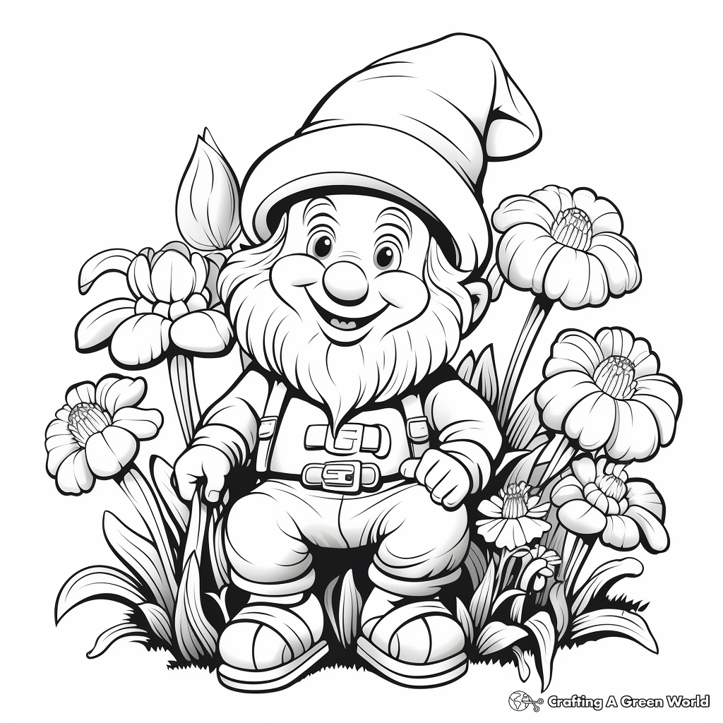 Spring gnome coloring pages