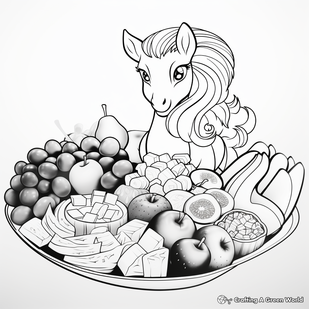 Unicorn food coloring pages