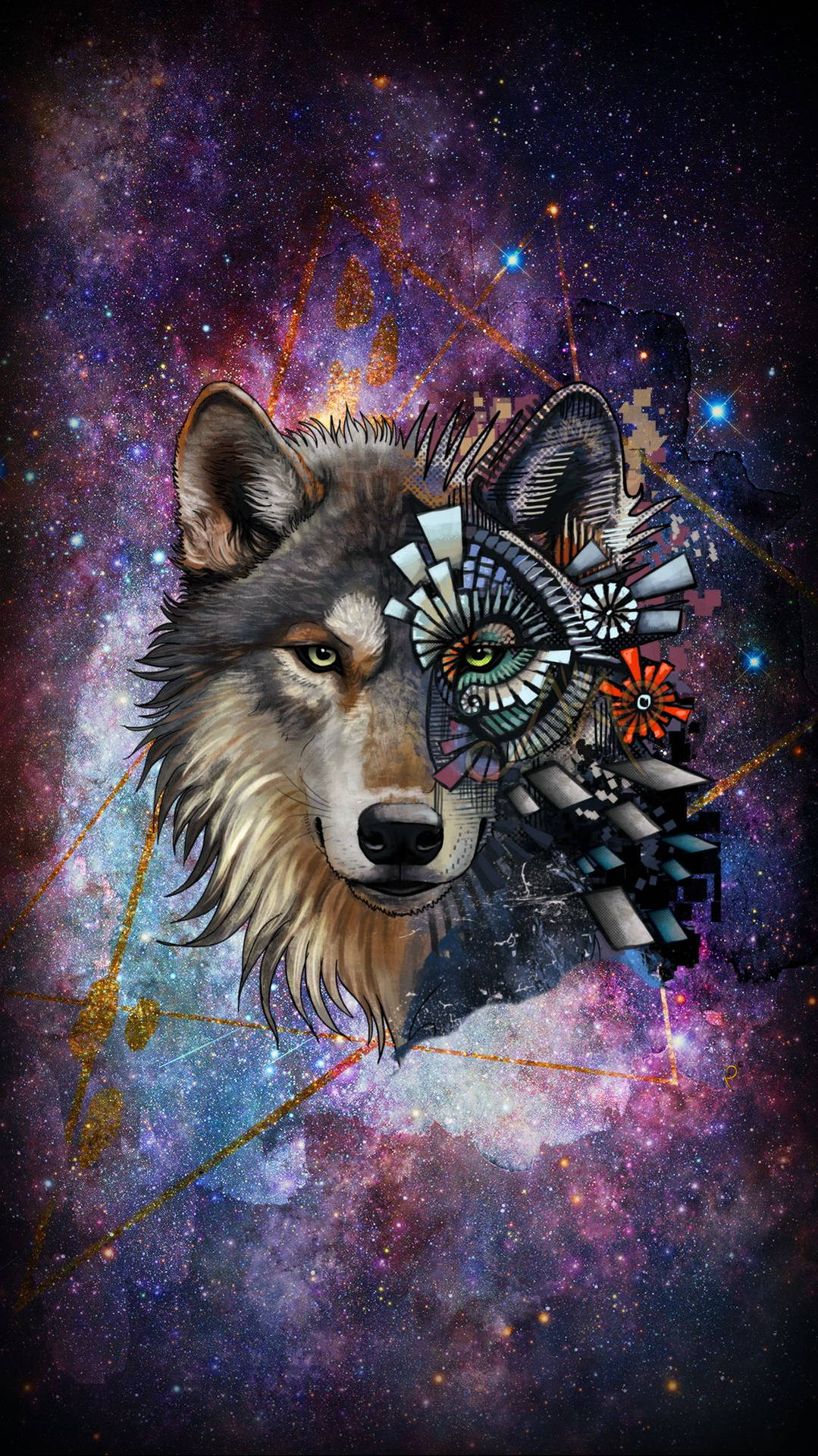 Download galaxy wolf fantasy aesthetic wallpaper