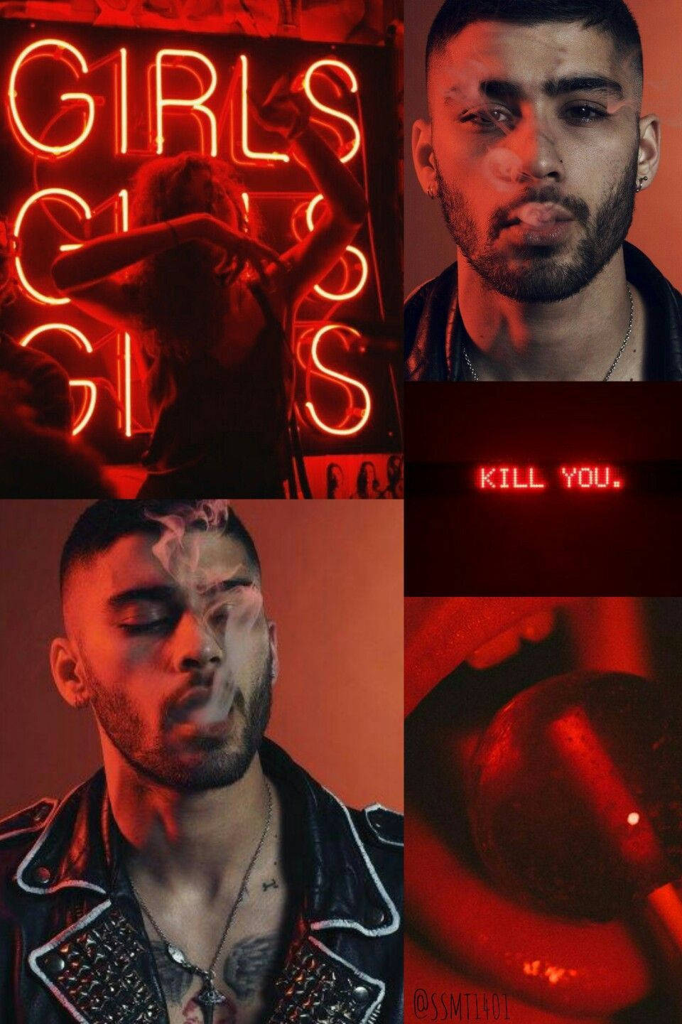 Download black and red aesthetic collage zayn iphone wallpaper