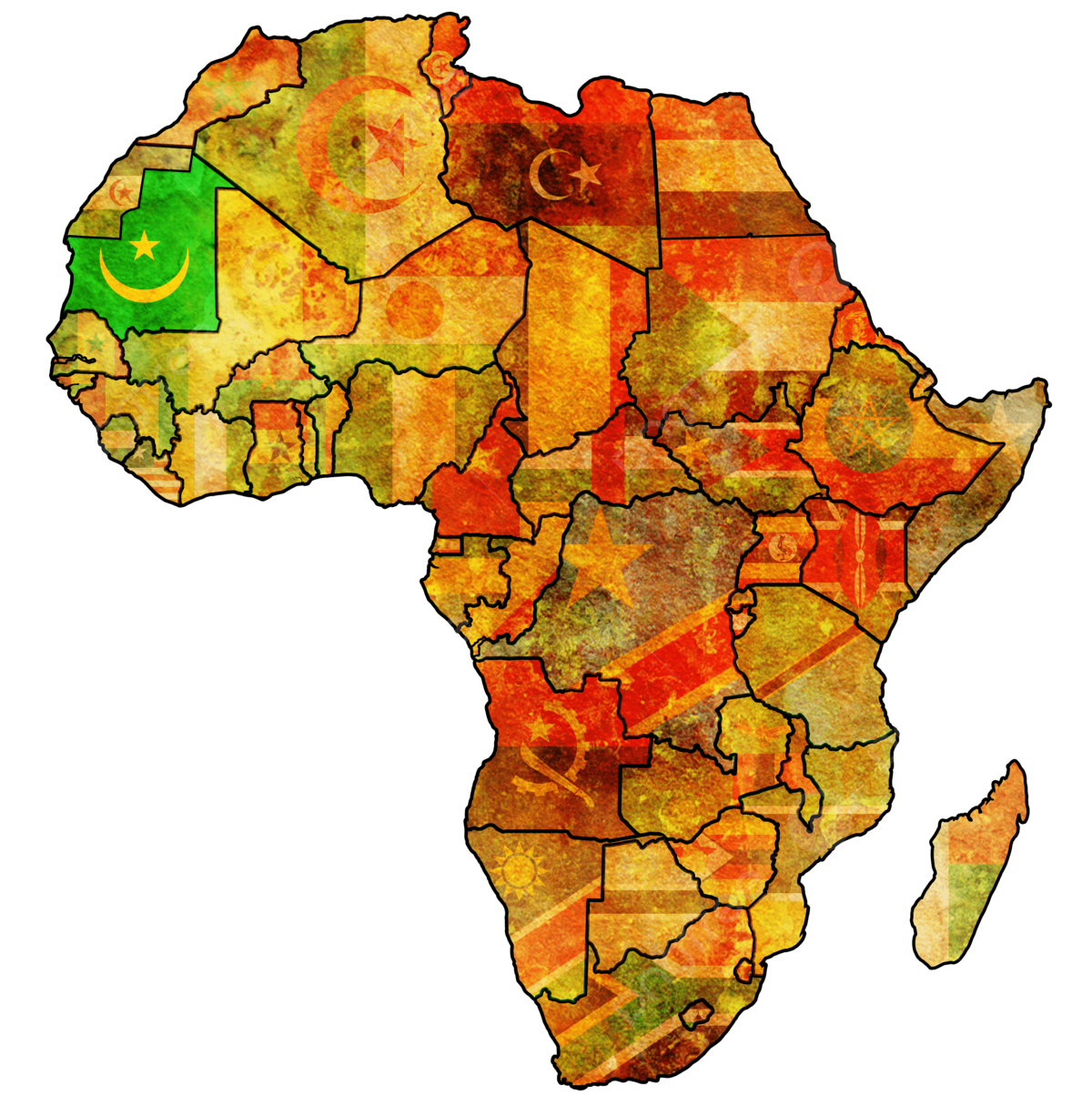 Mauritania on actual map of africa vintage cartography isolated africa png transparent image and clipart for free download