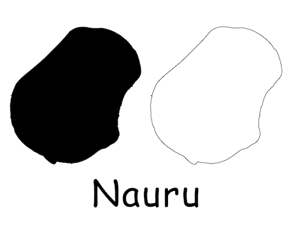 Map of nauru nauruan map black and white detailed solid