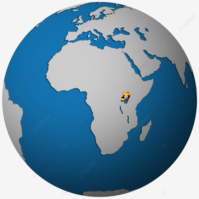 Uganda flag on globe map isolated political uganda projection png transparent image and clipart for free download