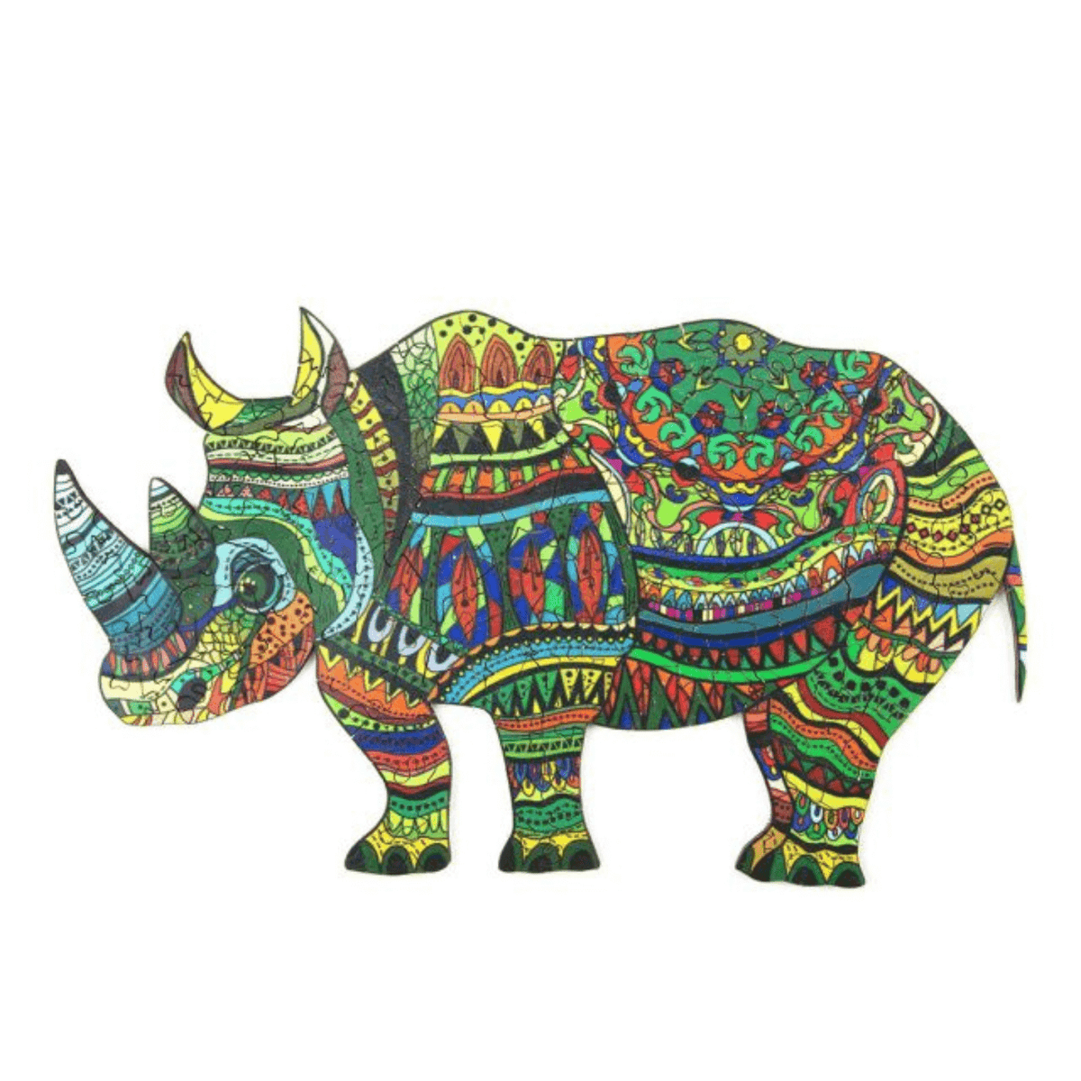 Watchful rhino magic wood puzzle