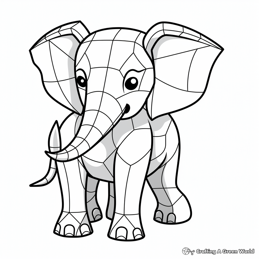 Geometric elephant coloring pages