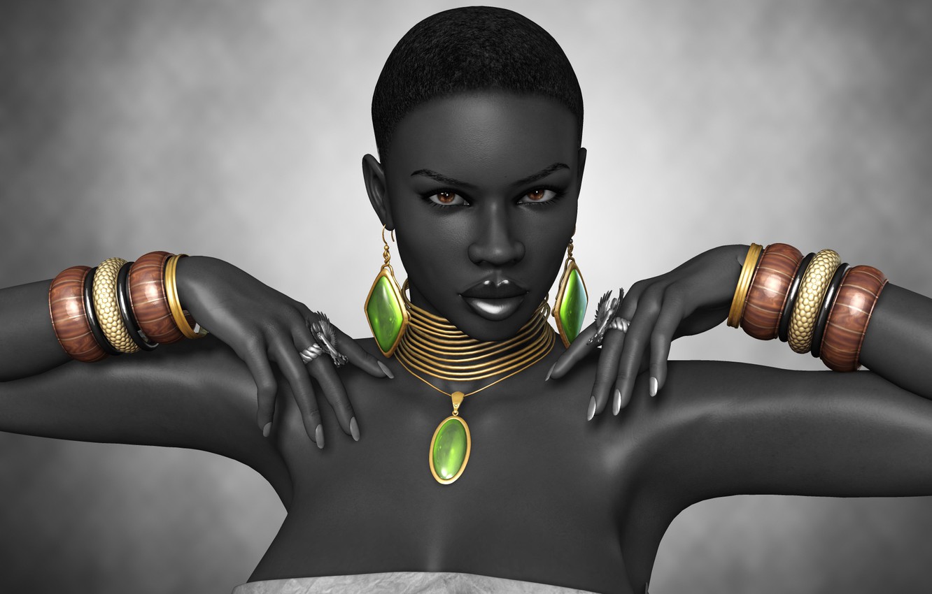 Wallpaper girl rendering hands ring black decoration bracelets afro images for desktop section ñðµðððµñððð