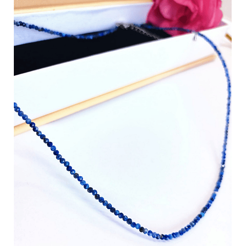 Gargantilla collar cuentas gema facetada lapislãzuli azul