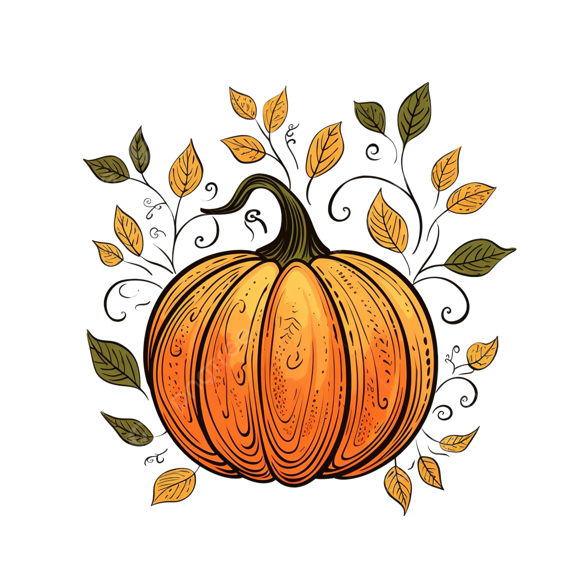 Pumpkin doodle style png transparent images free download vector files