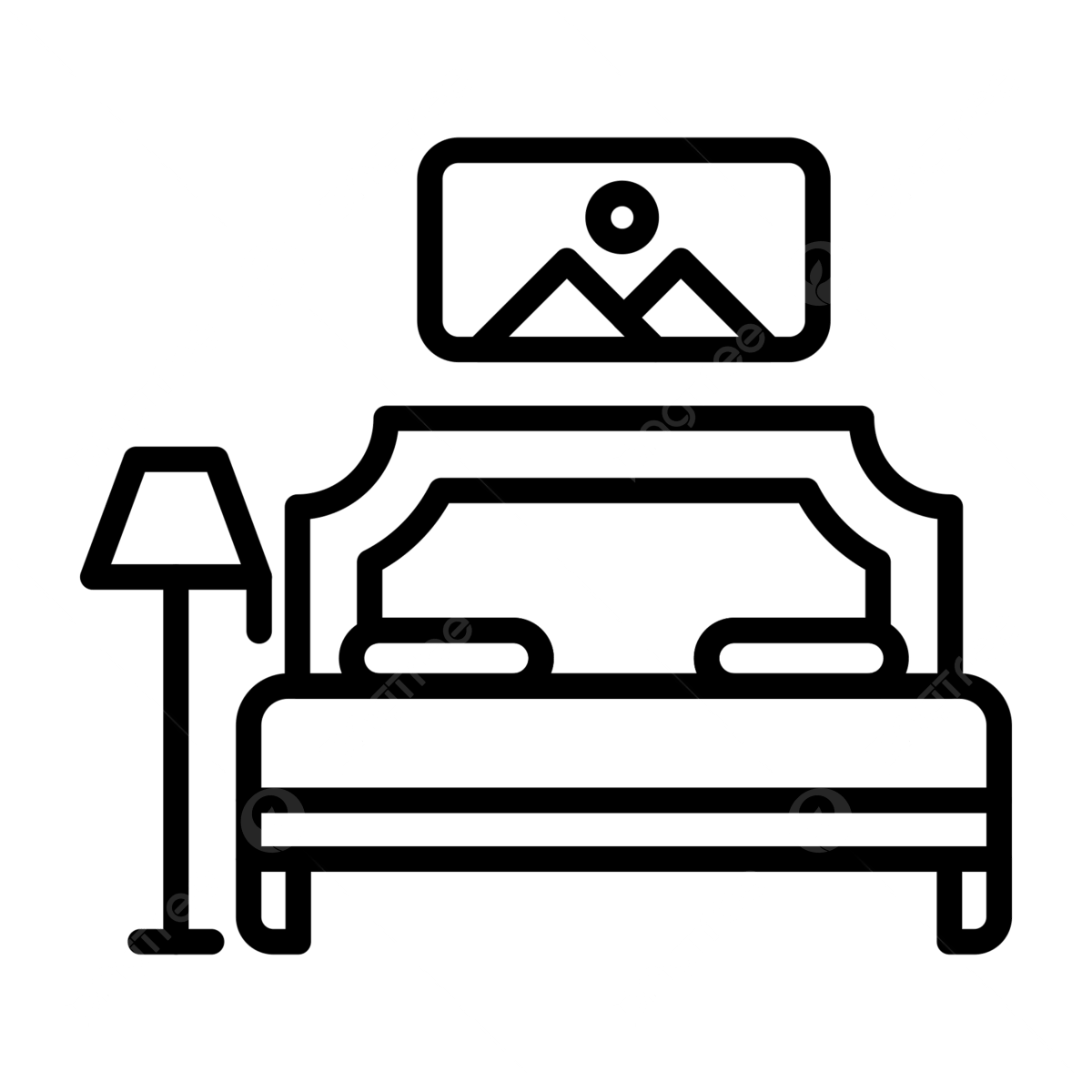 Bedroom line icon vector bedroom icon bed bedroom png and vector with transparent background for free download