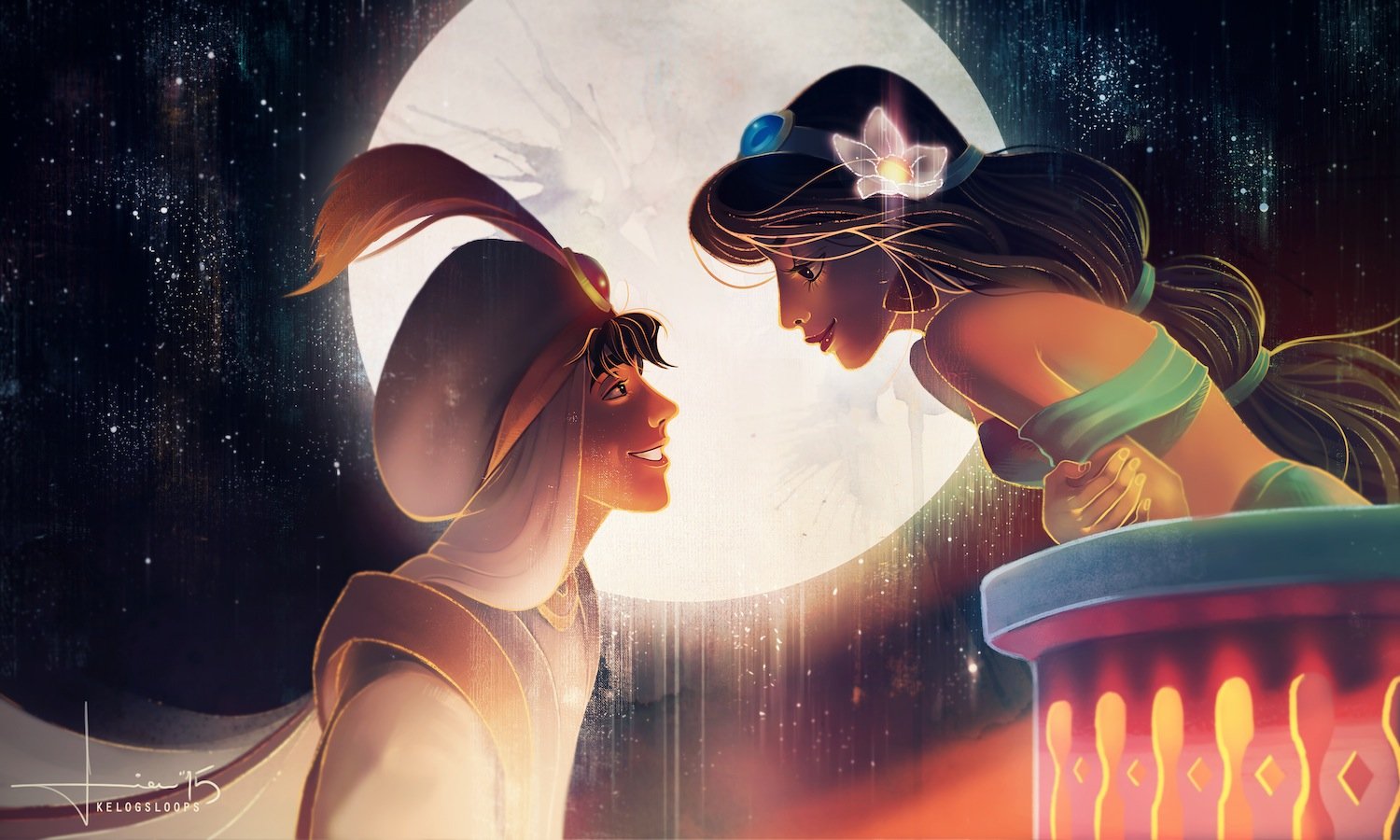 Aladdin disney jasmine cartoon moon love romantic night wallpapers hd desktop and mobile backgrounds