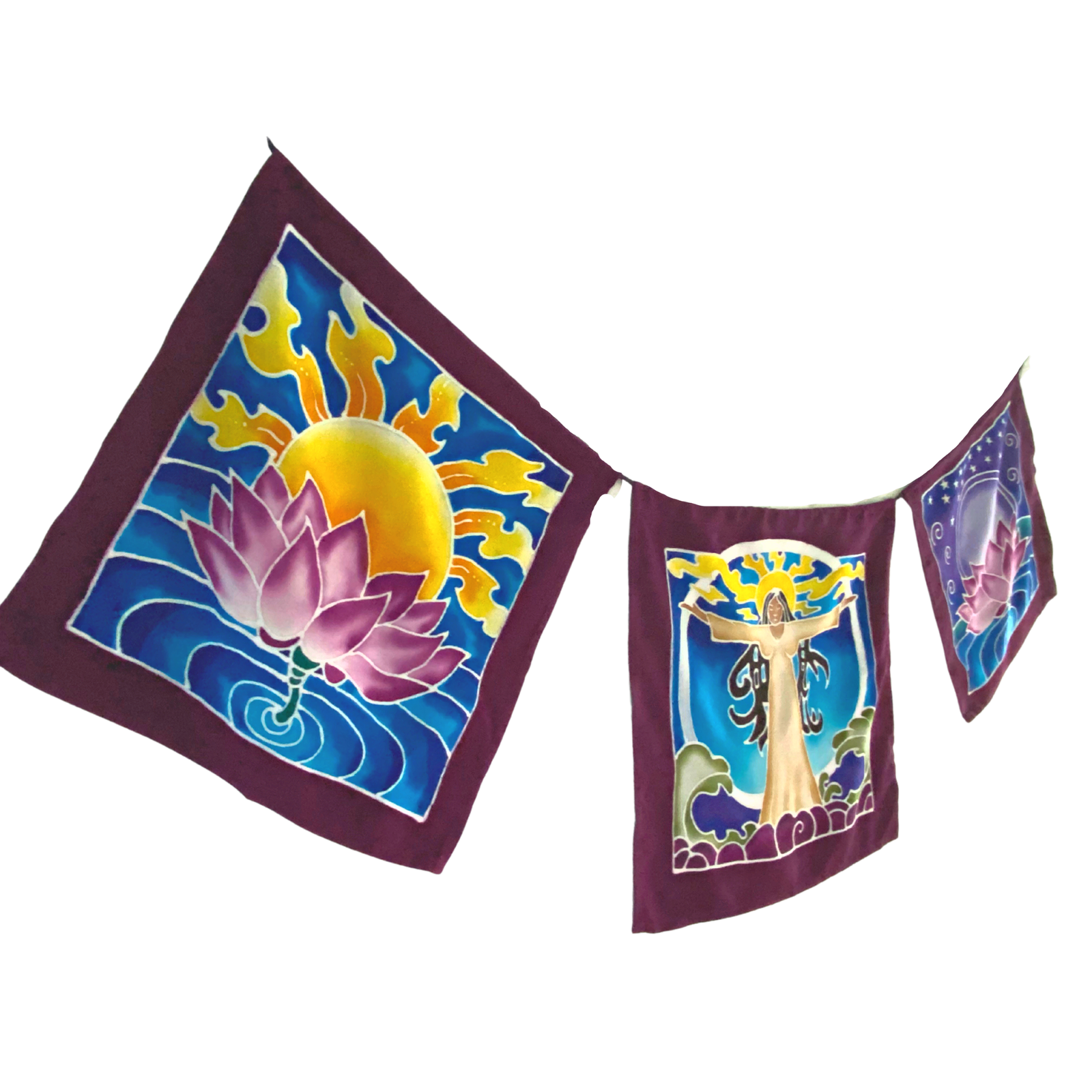 Prayer flag gaia mother earth goddess wall hanging banner bali batik garden art