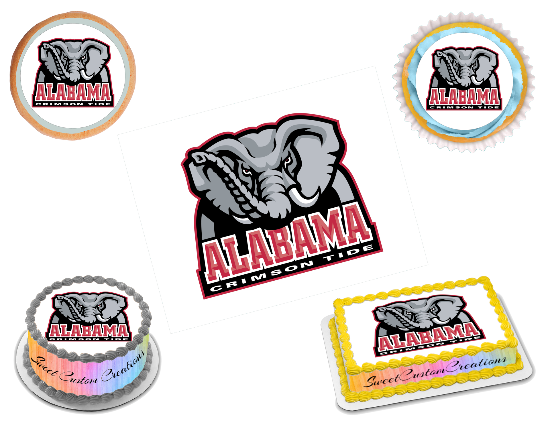 Alabama crimson tide edible image frosting sheet sizes â sweet custom creations