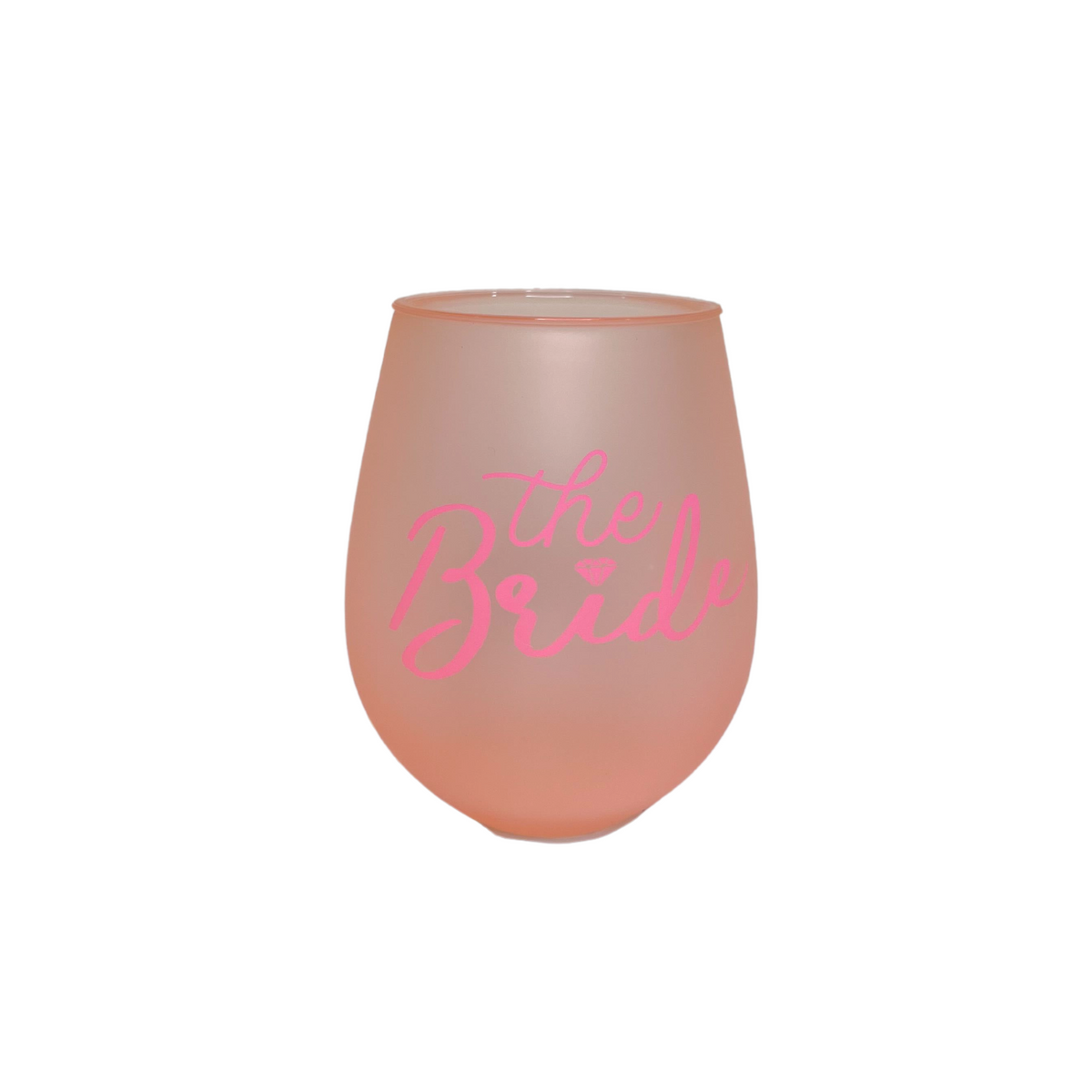 Pink the bride acrylic stemless wine glass oz the party darling