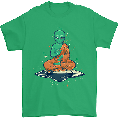 Meditating alien ufo yoga mens t